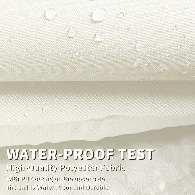 LOVE STORY Rectangle 9'x9' Waterproof Sun Shade Sail Canopy UV Block for Outdoor Patio Backyard Carport,Cream(We Make Custom Size)