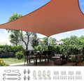 Quictent 24X24FT Large Overzied 185G HDPE Square Sun Shade Sail Canopy 98% UV Block Outdoor Patio Garden with Hardware Kit 24'x24' Terracotta