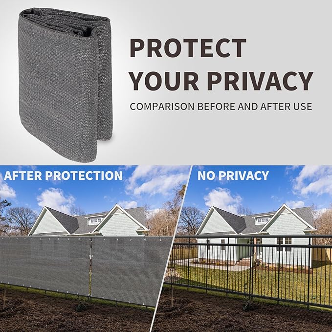 LOVE STORY Custom Size 3.3'x19' Dark Grey Balcony Privacy Screen,UV Block Privacy Fence Screen,90% Shield for Outdoor Pool Garden Apartment Railing
