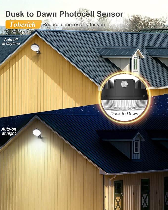 LED Barn Light 4 Packs, 150W 20000LM Yard Area Lights Dusk to Dawn Outdoor Lighting with Upgraded Photocell 6500K Adjustable Angle Daylight IP66 Waterproof Street Lights for Farmhouse/Garage