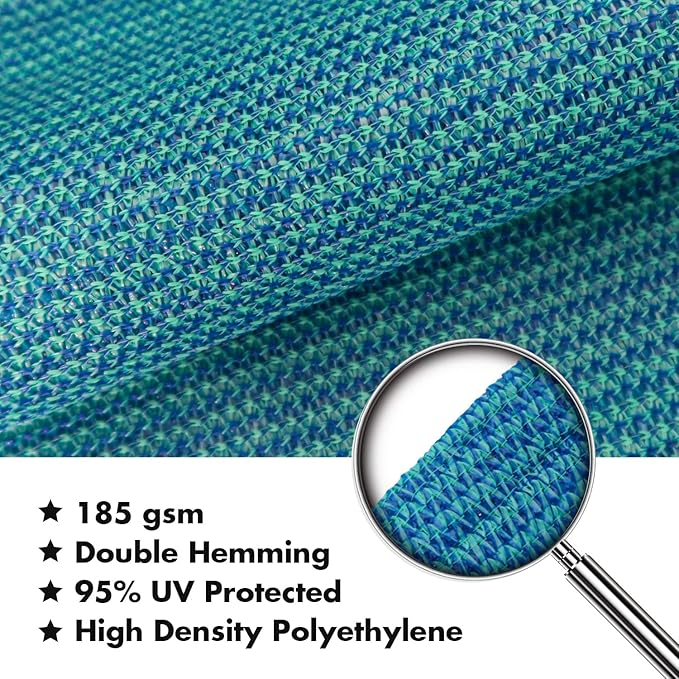 KANAGAWA 16'X24' Turquoise Mix Custom Size Sun Shade Sail Rectangle UV Block Canopy Cover for Patio Backyard Lawn Garden Outdoor (Customized Available)