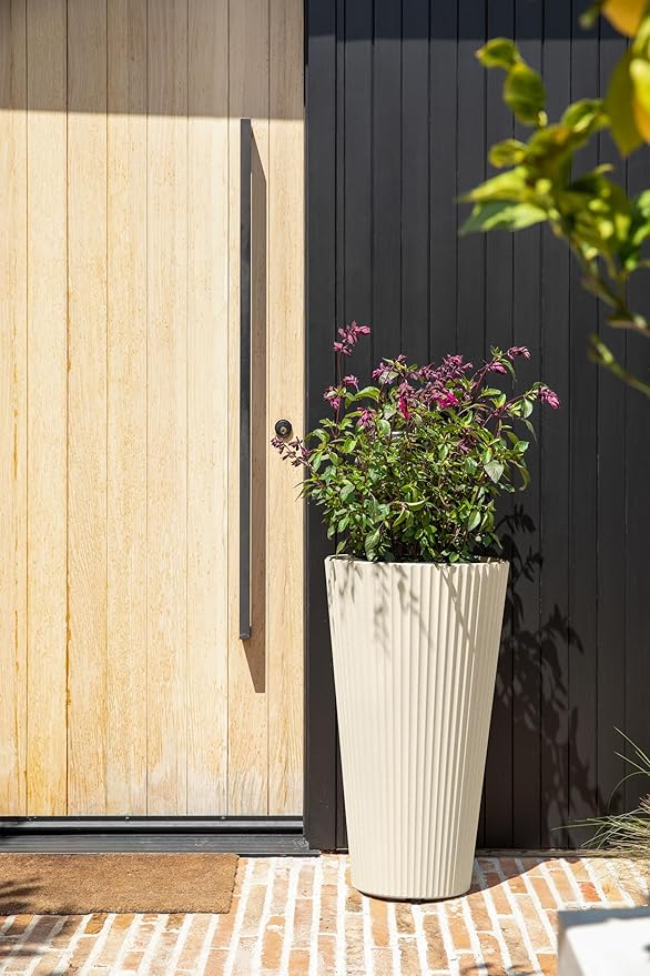Veradek Demi Series Tall Planter for Porch, Patio, Backyard | Durable Plastic-Concrete Material | Modern Décor for Tall Plants, Grasses