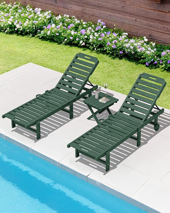 SERWALL Folding Outdoor Side Table Set of 4, Small Adirondack Side Table, Green