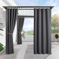 RYB HOME Waterproof Outdoor Curtains - Outdoor Gazebo Curtains Home Outside Curtain for Patio Sliding Glass Door Porch Pergola Thermal Shades Drapery, 1 Panel, W 52 x L 95, Grey