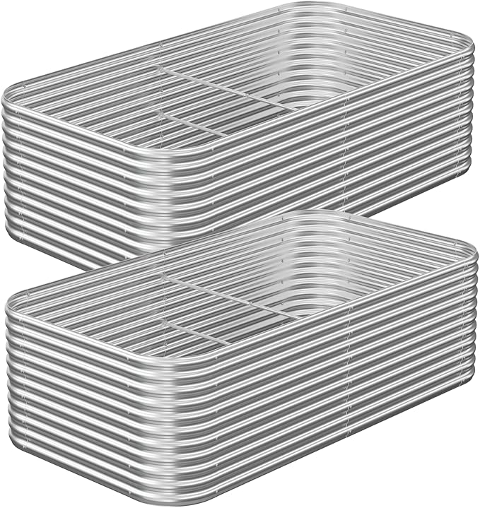 2 Pack Tall 6x3FT Corrugated Galvanized Steel Raised Garden Bed Outdoor, Metal Above Ground Garden Bed for Vegetables and Flowers, Raised Beds for Gardening