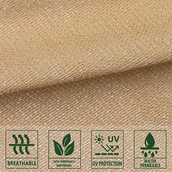 SUNLAX Sun Shade Sail 10' x 10' x 10' Sand Triangle Canopy Sail Shade Cover UV Block Permeable Sunshade Outdoor for Patio Backyard (We Make Custom Size)