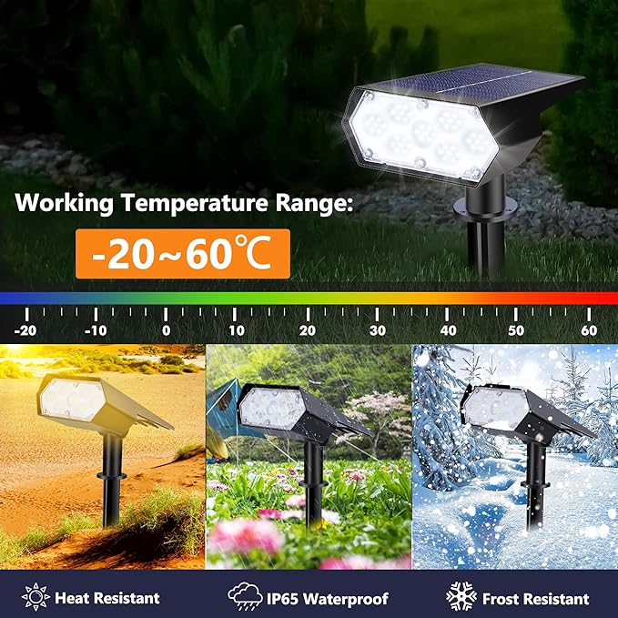 LYHOPE Solar Spot Light Outdoor, 49 LED Lights for Outside, 2 Modes Solar Powered Spotlights, Waterproof Pathway Light for Garden Yard Walkway Driveway Landscape Decorations (4 Pack-Cool White)