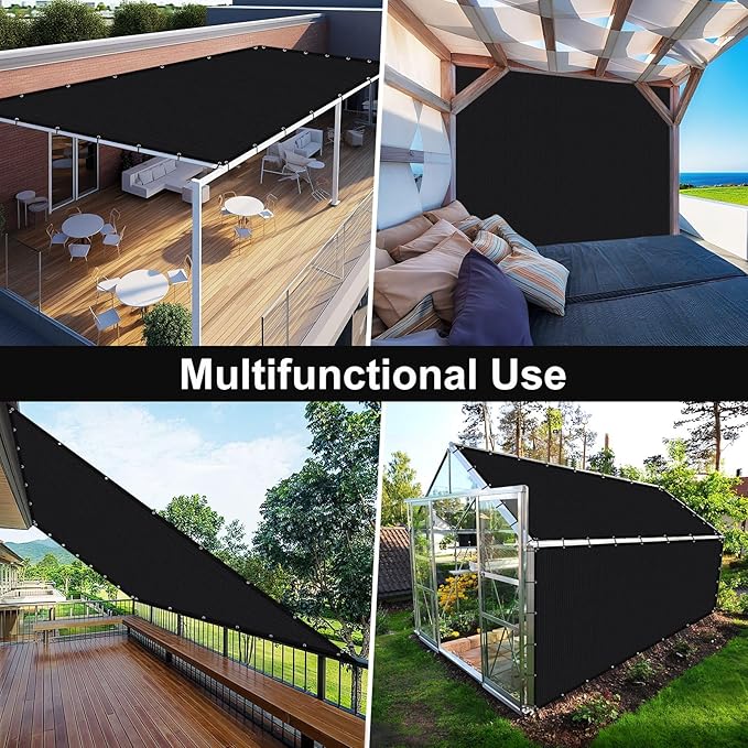Artpuch 90% Sun Shade Cloth, 6 x 12 FT Pergola Shade Cover Canopy with Grommets, Sun Screen Fabric Tarp for Patio, Outdoor, Garden, Backyard, Black