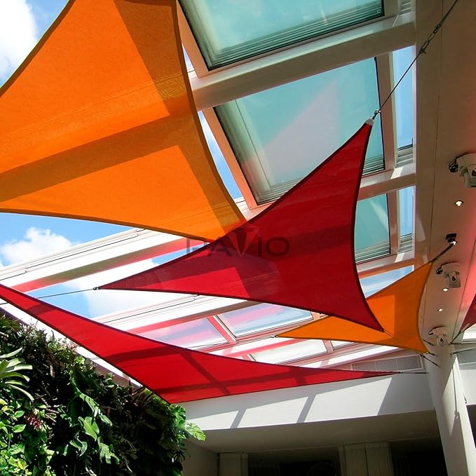 Patio Paradise 10' x 10' x 10' Sun Shade Sail Triangle Canopy Shade Cloth Fabric Sunlight Block Patio Pergola Cover HDPE Deck Awning for Outdoor Backyard Roof Shading, Orange