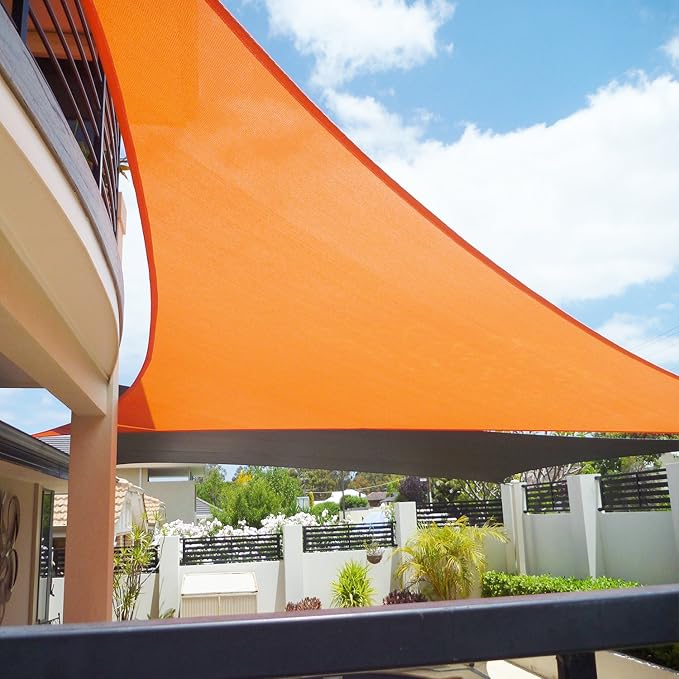 E&K Sunrise 21' x 21' x 21' Sun Shade Sail Triangle Canopy Shade Cover UV Block for Patio Backyard Garden Outdoor (Orange)