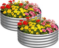 zizin 2 Pack Galvanized Raised Garden Bed Metal Round Raised Garden Beds Outdoor Planter Box for Vegetables (3FT, Silver)