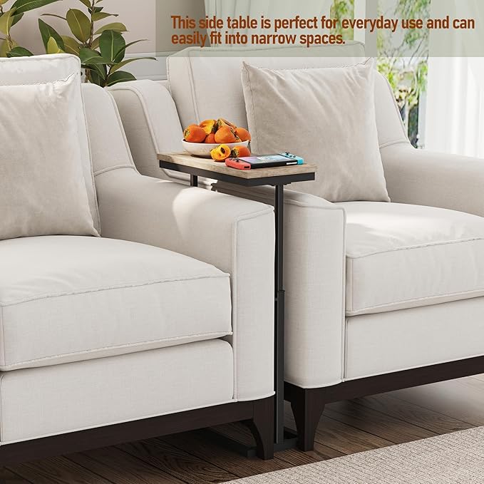 TUTOTAK End Table, Side Table, Tall Couch Table, Sofa Table, Living Room, Bed Room, Greige TB01BG0832