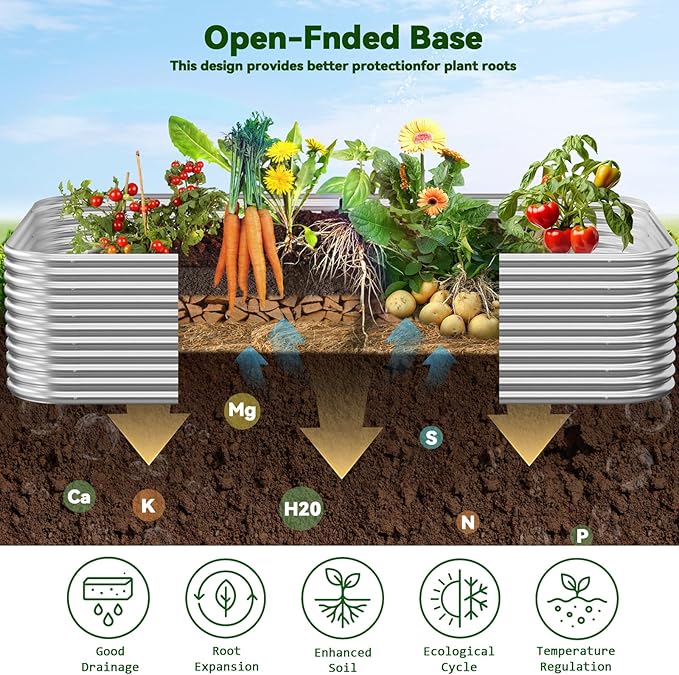 3 Pack Tall 4x2FT Raised Beds for Gardening, Corrugated Galvanized Steel Raised Garden Bed, Outdoor Metal Above Ground Garden Bed for Vegetables and Flowers