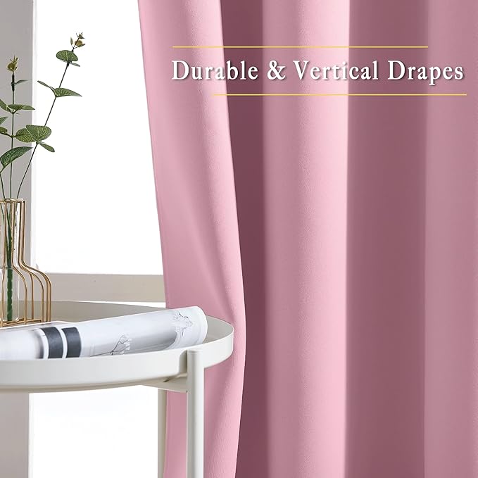 NICETOWN Sliding Door Curtain 108 Inches Long - Blackout Thermal Insulated Grommet Room Divider Privacy Drape for Patio Glass Door, 1 Panel, Rouge Pink, 100 Inch Extra Wide