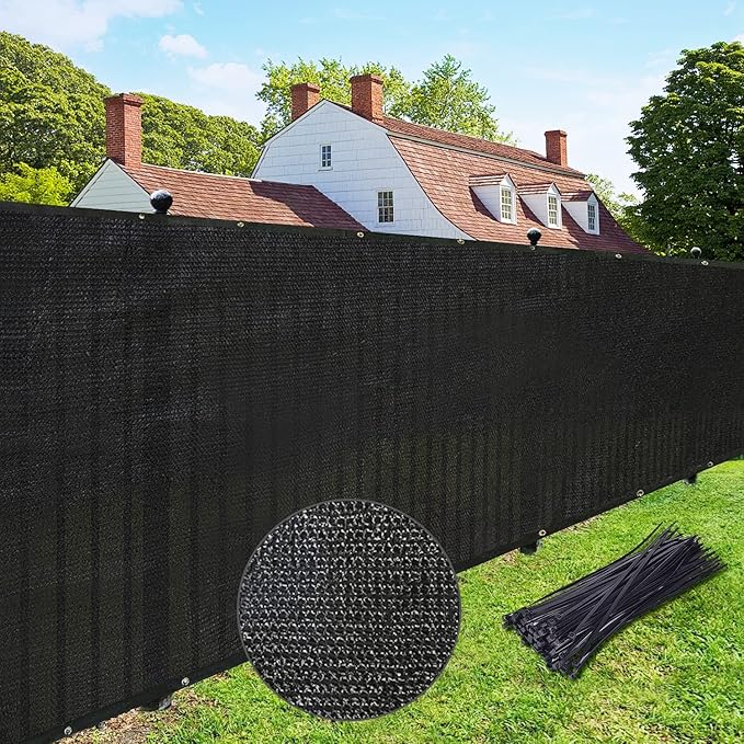 UPGRADE Privacy Fence Screen 6'x61' Black Outdoor 90% Visibility Blockage 170 GSM Mesh Shade Cover Panels for Backyard,Balcony,Home Decoration with Zip Ties,Customized Avaliable