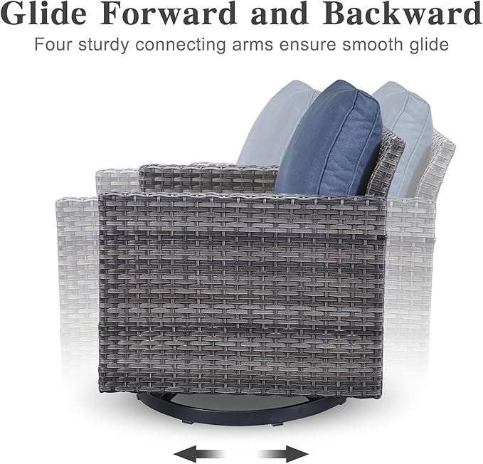 Belord Wicker Chairs Outdoor Bistro Set Oversize Patio Swivel Rocker, Rattan Outdoor Seating Set of 2 Swivel Glider Chairs Wicker Furniture for Porch Deck Backyard with Water-Resistant