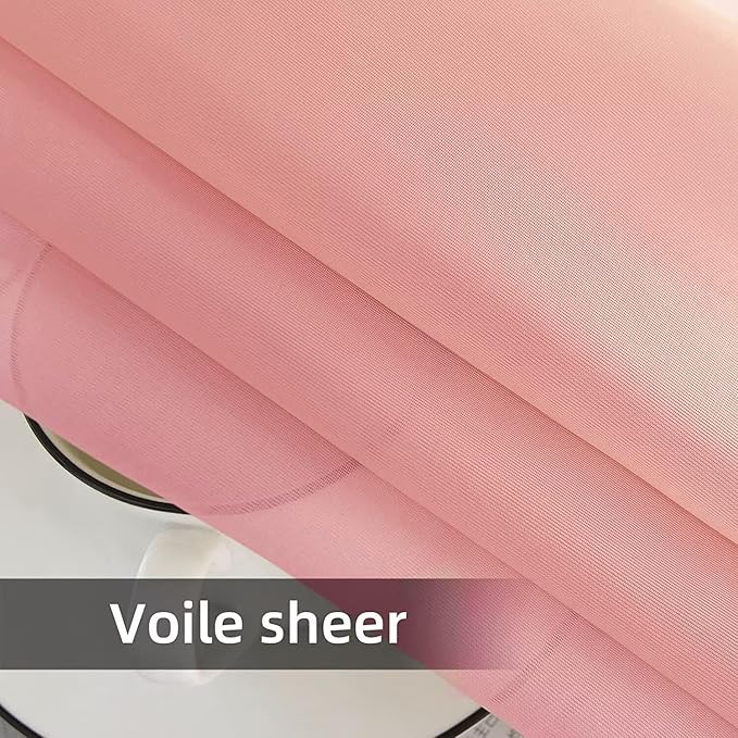 SpaceDresser Waterproof Outdoor Sheer Curtains for Patio - 2 Panels Rod Pocket Indoor Voile Sheer Curtain for Living Room,100W x 84L inch, Blush