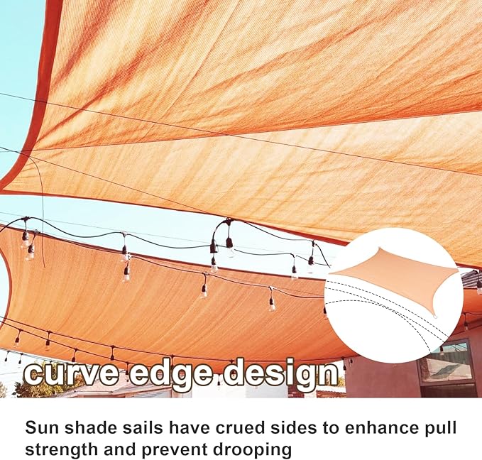 SUNLAX Sun Shade Sail 10' x 23' Peach Fuzz Rectangle Canopy Sail Shade Cover UV Block Permeable Sunshade Outdoor for Patio Backyard Deck Pergola (We Make Custom Size)