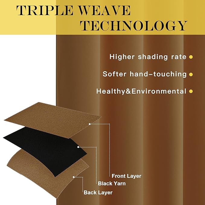 NICETOWN Blackout Room Divider Curtains for Sliding Glass Doors 102 Inches Long 1 Panel, Extra Wide Curtains for Doorway Patio Bedroom Living Room (Gold Brown, 80Wx102L, 1 Panel)