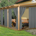 HolidayIdeas Waterproof Outdoor Curtains for Patio, 6 Panels - 54x108 Inches - Weatherproof Privacy Outsides Curtains for Backyard Porch Gazebo, Sunlight & UV Blocking (Grey, Grommet Top)
