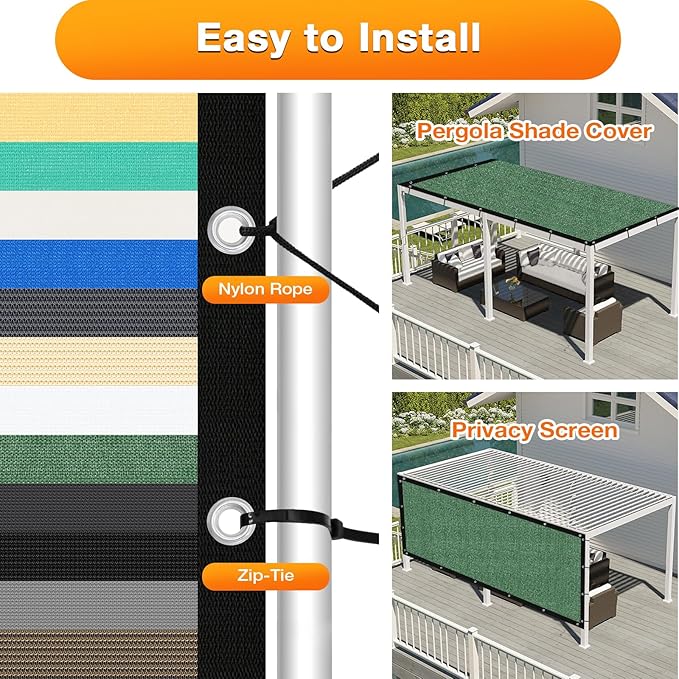 Artpuch Outdoor Pergola Shade Cover 10' X 16' Sun Shade Cloth with Grommets, 90% UV Protection Canopy Patio Privacy Screen (Customized Available) GN107, Green