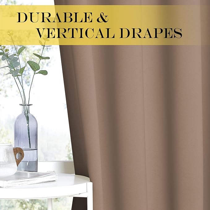 NICETOWN Grommet Top Blackout Curtain Panel - (Cappuccino Color) Thermal Insulated Room Darkening Drape for Villa/Apartment/Rental Room, 52 inches Wide by 84 inches Long, 1 Piece