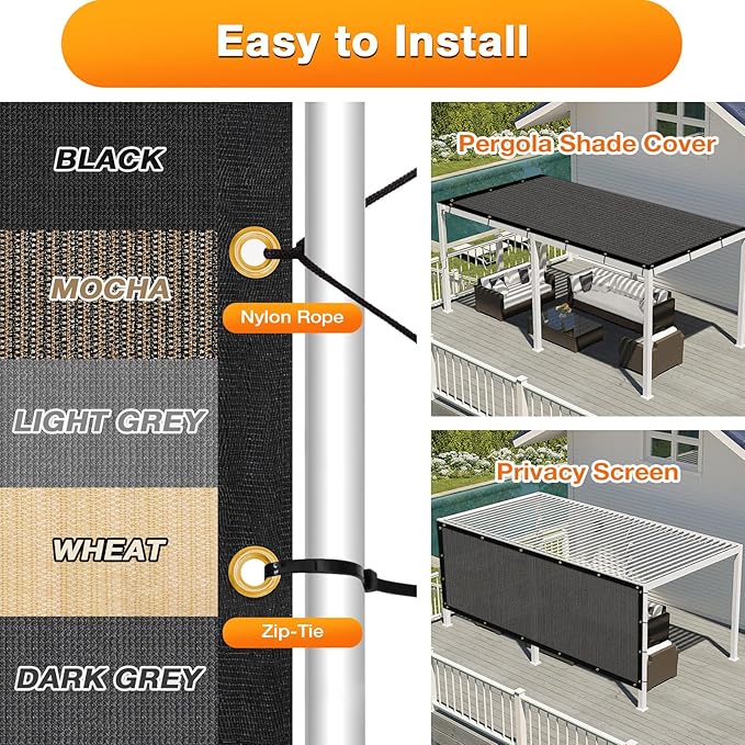 Artpuch Outdoor Pergola Shade Cover 6x23 FT Sun Shade Cloth with Grommets Dark Grey 90% UV Protection Canopy Patio Privacy Screen (Customized Available)