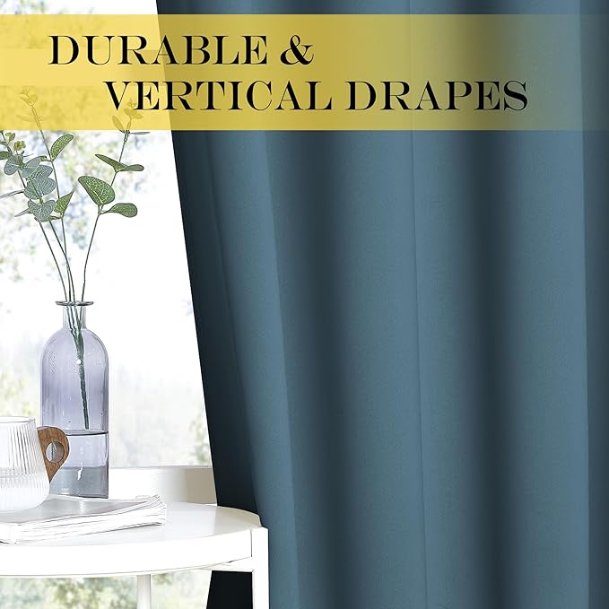 NICETOWN Blackout Room Darkening Window Curtain - Thermal Insulated Solid Grommet Blackout Patio Door Curtain/Drape for Living Room (Smoky Blue, 1 Panel, 52 by 95-inch)