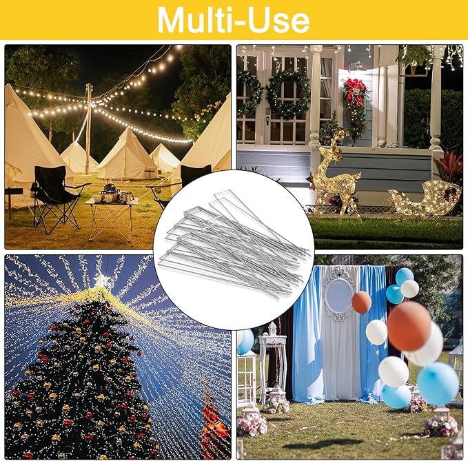 HongWay 240 Pack 6 Inch Landscape Staples, Garden Stakes Galvanized Tent Stakes Heavy Duty 11 Gauge SOD Landscaping Fabric Pins Yard Ground Lawn Staples for Plant Cover, Turf, Fence, Grass Decoration