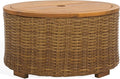 SAFAVIEH Couture Collection – Anguilla Faux Wicker Indoor/Outdoor Storage Coffee Table, Fully Assembled, Natural Brown Patio Accent Table with Removable Wood Top (CPT2103A)