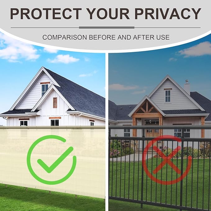 LOVE STORY Balcony Privacy Screen, 3'x16' Butter Cream Deck Shield Screen Fence Cover (HDPE),UV Protection and Weather-Resistant,3 FT Height for Deck, Patio, Backyard, Outdoor Pool, Porch, Railing