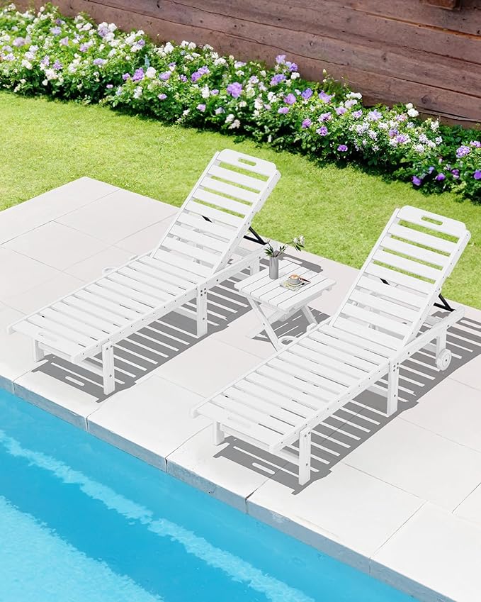 SERWALL Folding Outdoor Side Table Set of 6, Adirondack End Table, White
