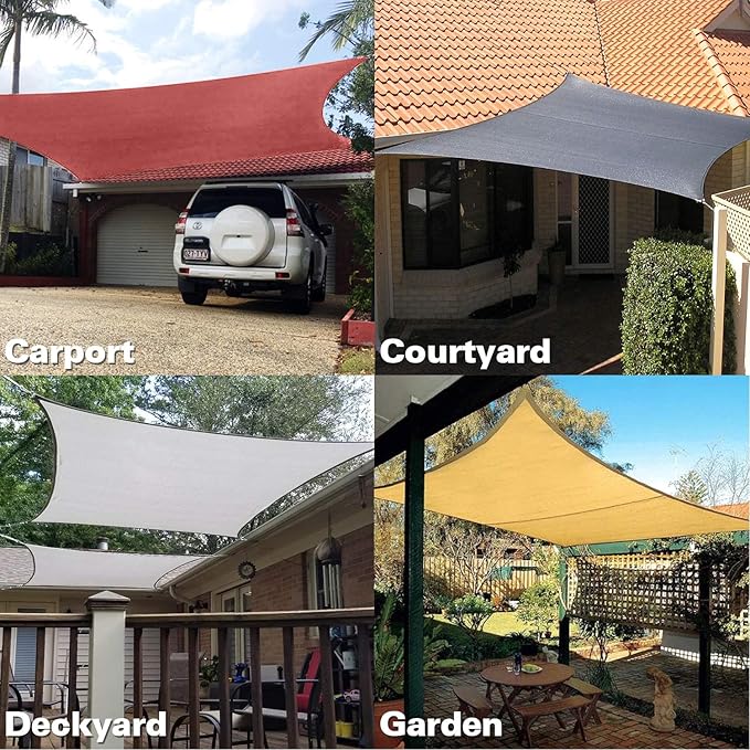 KANAGAWA Sun Shade Sail Curved 16'X20' Gray Rectangle Outdoor Shade Cover UV Blovk Canopy for Patio Garden Backyard Heavy Duty Permeable 185GSM (We Make Custom Size)