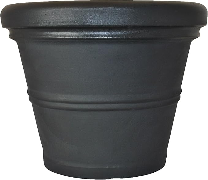 Tusco Products RR30BK Classic Rolled Rim Garden Planter, 30", Black