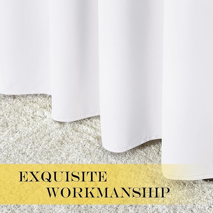 NICETOWN Room Darkening White Curtain 66 inches Long - Grommet Noise Reducing Thermal Insulated Window Treatment Privacy Drape for Kids Room/Bedroom (1 Panel, W66 x L66 Inch)
