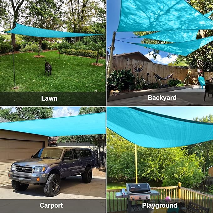 SUNLAX Sun Shade Sail 10' x 10' x 14' Turquoise Blue Right Triangle Canopy Sail Shade Cover UV Block Permeable Sunshade Outdoor for Patio Backyard (We Make Custom Size)