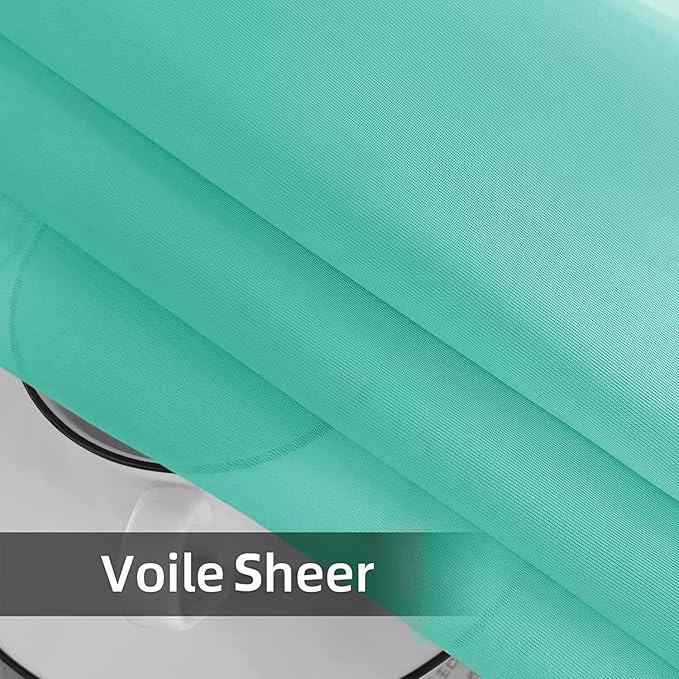 SpaceDresser Waterproof Outdoor Sheer Curtains for Patio - 4 Panels Rod Pocket Indoor Voile Sheer Curtain for Living Room,52W x 84L inch, Turquoise
