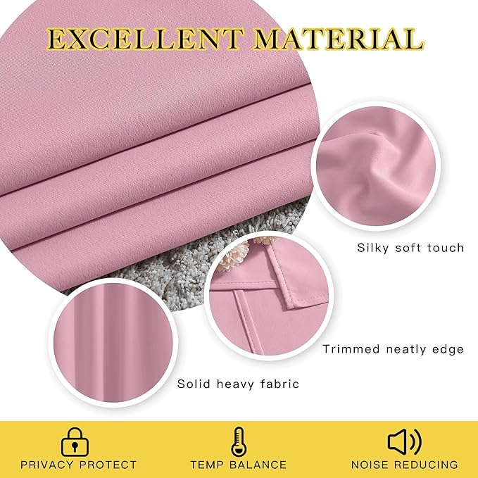 NICETOWN Blackout Sliding Glass Door Curtains, Room Darkening Thermal Insulated Curtains for Living Room Bedroom, Extra Wide Window Drapes, 1 Panel, W80 x L118, Rouge Pink