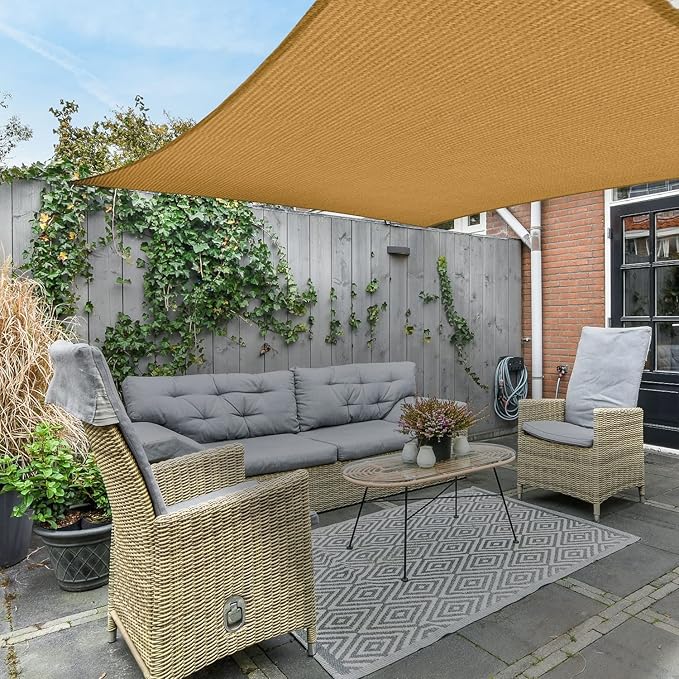 Asteroutdoor Sun Shade Sail Rectangle 10' x 13' UV Block Canopy for Patio Backyard Lawn Garden Outdoor Activities, Sand
