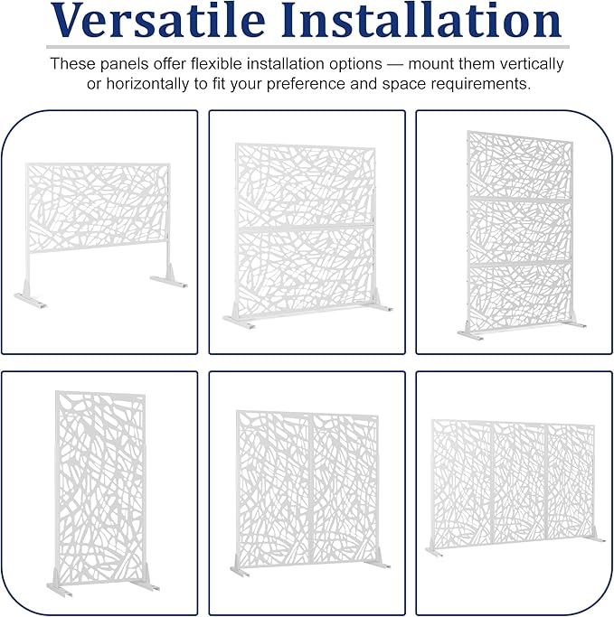 Outdoor Privacy Screen,72" H×47" W Metal Privacy Screen, Freestanding Privacy Fence Panels for Patio