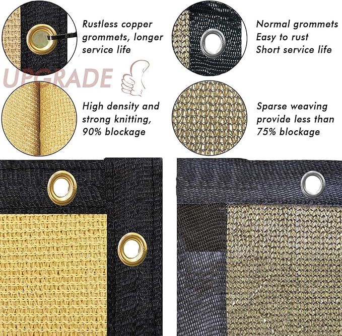 UPGRADE Privacy Fence Screen 6'x14' Sand Outdoor 90% Visibility Blockage 170 GSM Mesh Shade Cover Panels for Backyard,Balcony,Home Decoration with Zip Ties,Customized Avaliable