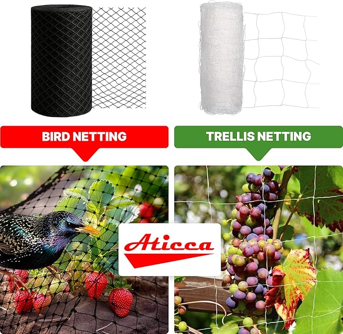Heavy Duty Bird Netting for Garden Protection & Fruit Trees, 7.5x100 Ft with 10 Stakes – Black Anti-Bird Net for Poultry, Deer, & Squirrel Protection, Durable Nylon Mesh for Garden and Yard Use