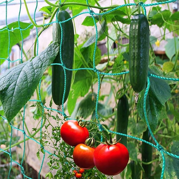 Pack of 2 Cucumber Tomato Trellis Netting, Heavy Duty Garden Netting for Climbing Plants Support, Pea, Grape, Bean, Fruit, Vegetables - 4" Mesh Size, 3Ft x 6Ft