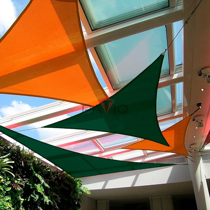 Patio Paradise 16' x 16' x 16' Sun Shade Sail Triangle Canopy Shade Cloth Fabric Sunlight Block Patio Pergola Cover HDPE Deck Awning for Outdoor Backyard Roof Shading, Green