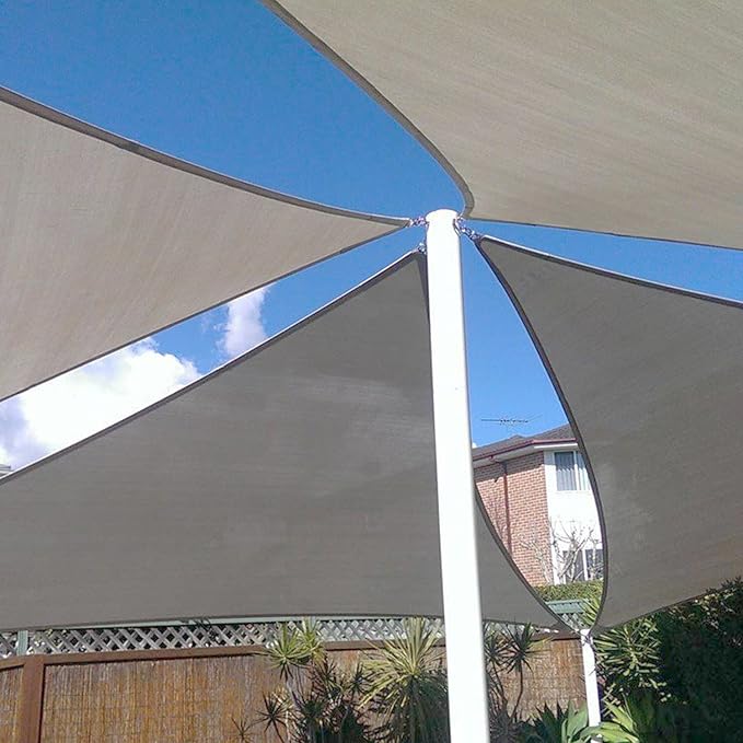 E&K Sunrise 16' x 16' x 16' Sun Shade Sail Triangle Canopy Shade Cover UV Block for Patio Backyard Garden Outdoor (Light Gray)