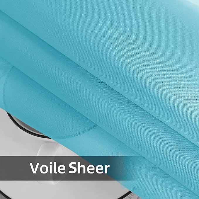 SpaceDresser Waterproof Outdoor Sheer Curtains for Patio - 2 Panels Rod Pocket Indoor Voile Sheer Curtain for Living Room,100W x 108L inch, Aqua