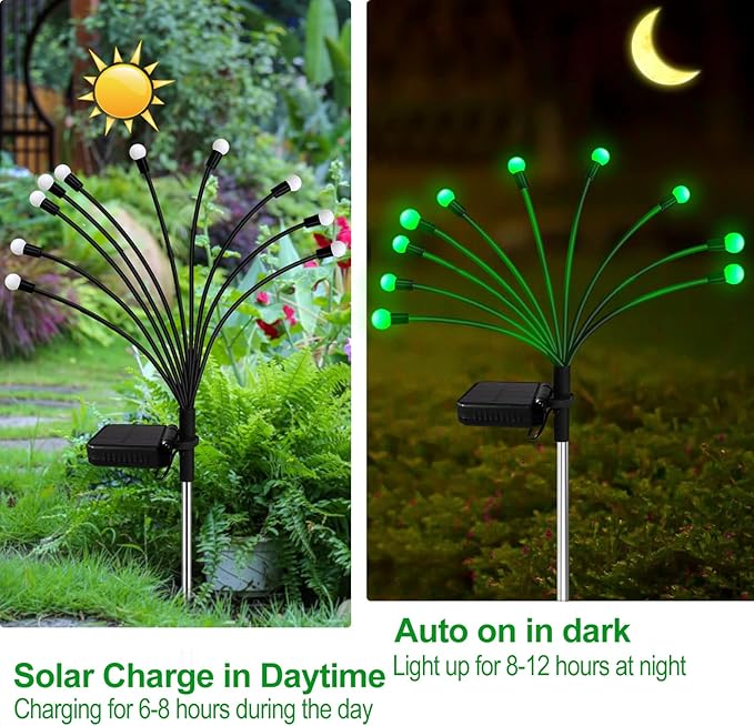 Kohlrabi Solar St Patricks Day Lights Outdoor, 10 Pack 80 LED Green Firefly Lights Waterproof, Sway by Wind, Solar Wind Swaying Light for Yard Patio Backyard Garden Flower Bed Pathway Decoration
