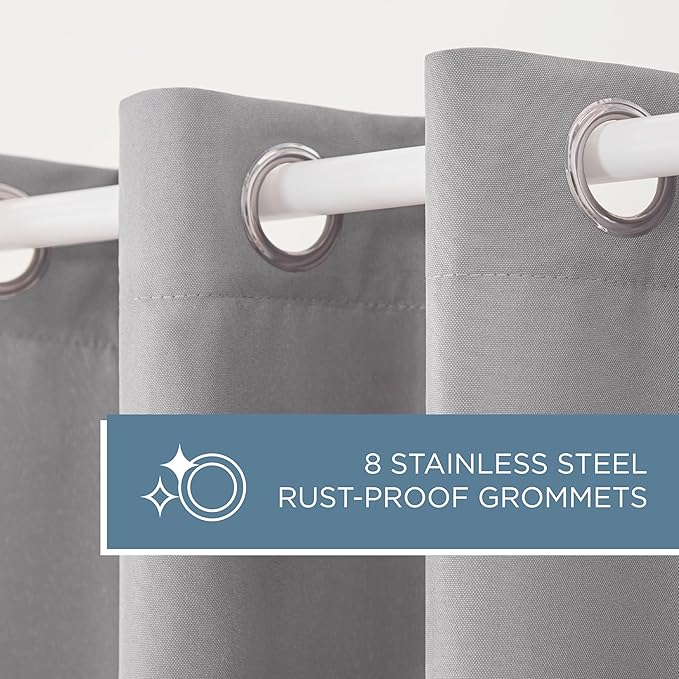Town & Country Basics Cabana Solid Heavyweight Indoor Outdoor Curtains, Light Filtering Opacity with Grommet Top, Water Repellent, 2-Pack Set, 54"x132", Taupe