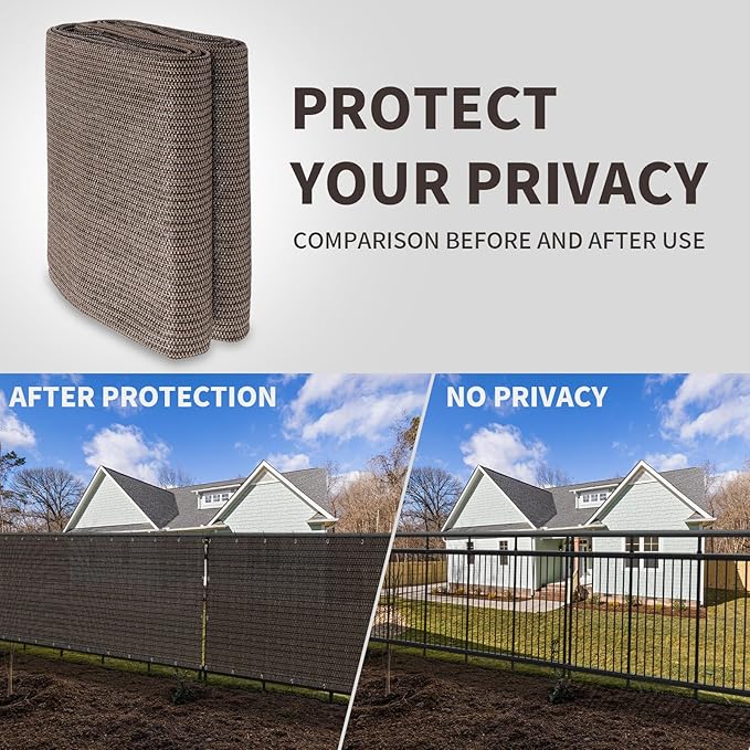 LOVE STORY Custom Size 3'x35' Brown Balcony Privacy Screen,UV Block Privacy Fence Screen,90% Shield for Outdoor Pool Garden Apartment Railing