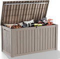 180 Gallon Resin Outdoor Deck Box Waterproof Patio Furniture, Garden Tools, Cushions, Pool Accessories Outside Storage Box (180 Gallon,Grey)